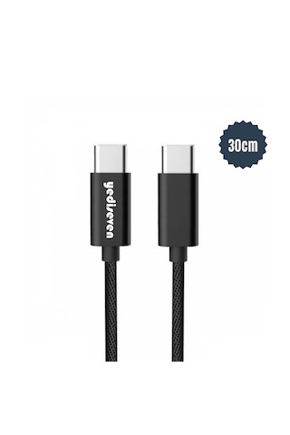 Yediseven Yds30 Type C To Type C Android Kısa Şarj Kablosu 60watt Powerbank Car Play 30 Cm