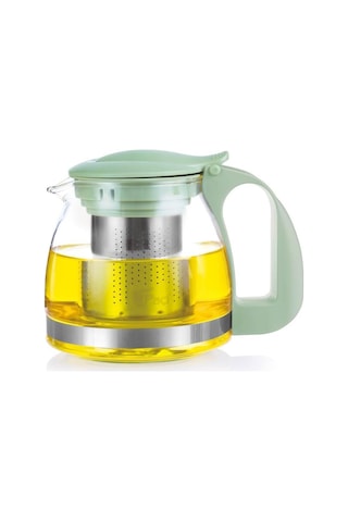 700 Ml Süzgeçli Cam Çaydanlık Üstü Demlik Mavi Çok Renkli