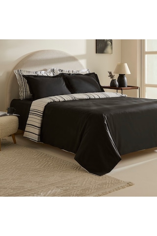 Karaca Home Cool Stripe Çift Kişilik Nevresim Takımı Siyah Siyah