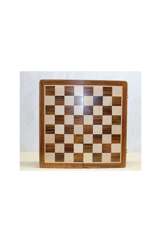1 Adet Satranç Takımı Ahşap Katlanabilir Kutulu Vernikli Mıknatıslı Taşlı 30 Cm Chess Set