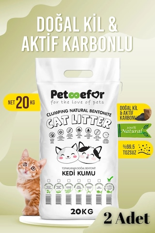 20 Kg Aktif Karbonlu Yeni Nesil Organik Kedi Kumu X2 Adet