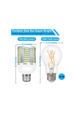 Gajeena 30w E27 Vidalama Led Ampul, Ev İçin Enerji Tasarruflu, Göz Koruyucu Ultra Parlak Beyaz Işık, Genel Aydınlatma Için Uygun Diğer