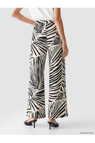 Lcw Everyday Gri Beli Lastikli Zebra Desenli Kadın Pantolon