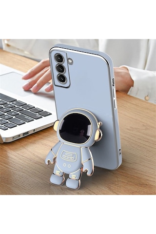 Smcase Samsung Galaxy S23 Ultra Kılıf Standlı Kamera Korumalı Astronot Silikon