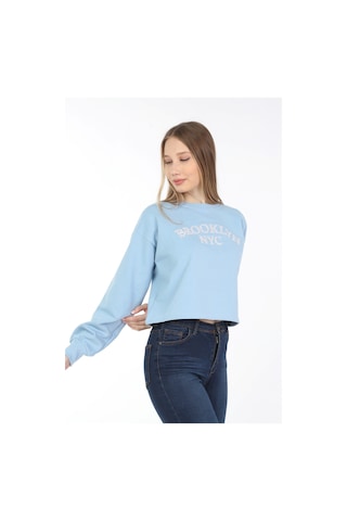 neslice Kadın Crop Havlu Nakışlı Sweat