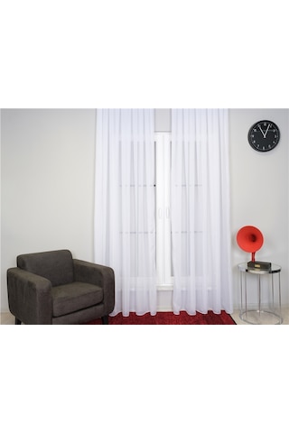 İpek Tergal Düz Tül Perde Pilesiz Beyaz-1005 - Beyaz