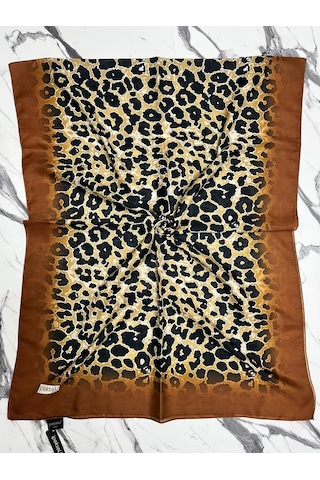 İpekseli Leopar Desenli Organik Pamuk Şal - 1 911