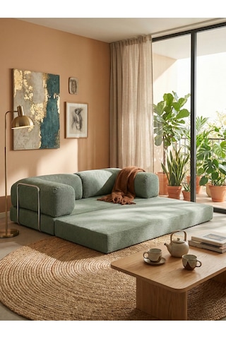 Reflekta Sünger Koltuk Rollpack Kanepe Relax 90x190 Yatak Koltuk Demonte Adaçayı Yeşili