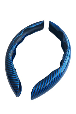 Karbon Fiber Direksiyon Kılıfı Direksiyon Koruyucu Kılıf Mavi - Siyah
