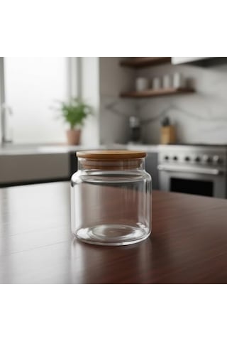 1 Adet Bambu Kapaklı Borosilikat Cam Kavanoz - Vakumlu Sızdırmaz Silikon Contalı Yuvarlak Şeffaf Erzak Kabı Baharatlık Ve Mutfak Düzenleyici Boy Seçenekli 500ml 7009