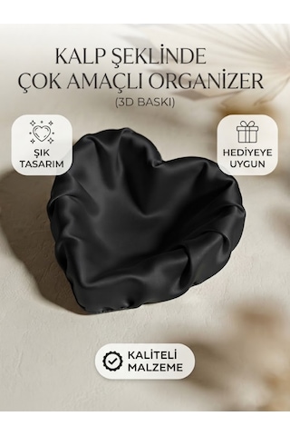 Kalp Formunda Aksesuar Kutusu Ve Dekoratif Takı Çanağı Siyah