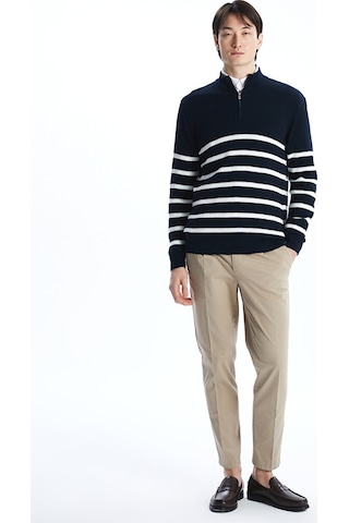 Lcw Vision Lacivert Dik Yaka Uzun Kollu Çizgili Erkek Triko Kazak