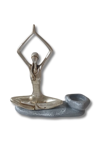Yogacı Kız Polyester Çubuk Tütsülük Ve Tealight Mumluk Gümüş 0