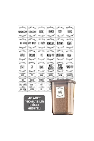 Meleni Home 12'li Pino Etiketli Mega Boy Baharatlık Seti - Kapaklı Kare Baharat Takımı Saklama Kabı 12x1700 Ml