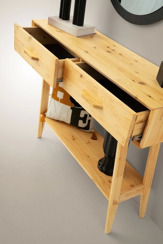 Ahşap Natural 2 Çekmeceli 1 Raflı Dresuar Naturel Naturel