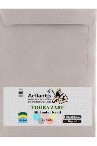 Torba Zarf 17x25 Cm Kraft 90 Gr Silikonlu 250'li 1 Paket Artlanti