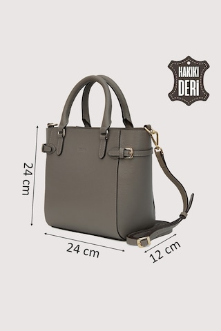 Hakiki Deri Kadın El Çantası Vizon Smr7922 Vizon