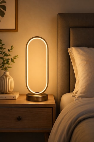 Zzez Kahverengi Gün Işığı Led Işıklı Modern Tasarım Led Masa Lambası - Abajur - Gece Lambası