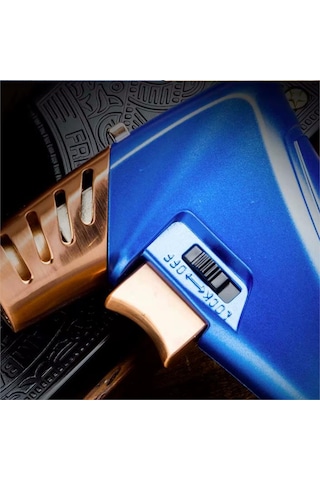 Lubinski New Design Çok Fonksiyonlu Tek Torch Büyük Masa Tipi Puro Çakmağı Blue Lb-119