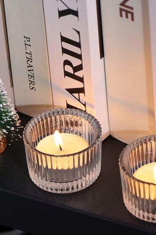 Eva 2 Adet Cam Tealight Mumluk Sunumluk