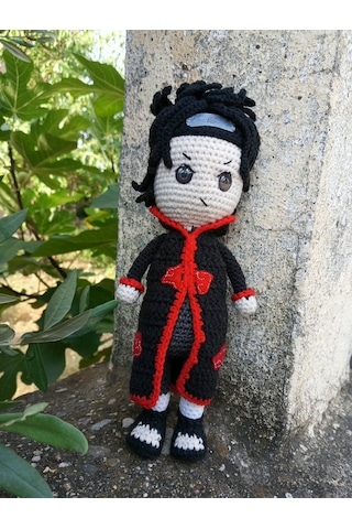 Obito Uzumaki Amigurumi Örgü Oyuncak - Naruto Anime Hediyelik Figür 21 Cm