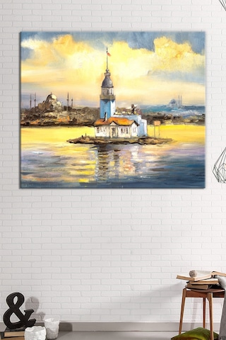 Kız Kulesi Istanbul Günbatımı Dekoratif Kanvas Tablo 6 Farklı Ölçü