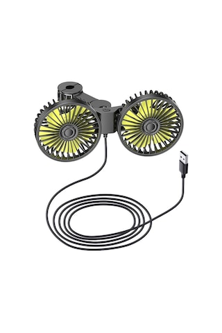 Suıtu F4208 Araç Soğutma Fanı Araç Arka Koltuk Arkalığı Usb Çift Kafalı Elektrikli Fan
