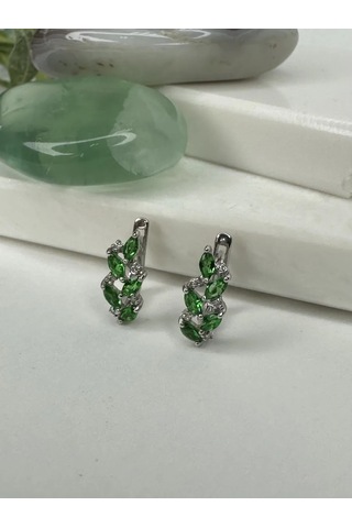 Alekseev Jewellery 925 Ayar Gümüş Zümrütlü Mücevher Küpeler 250100961 beyaz