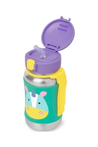 Zoo Pipetli Paslanmaz Çelik Suluk 350 Ml Unicorn Çok Renkli