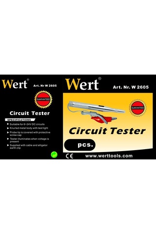 Wert W 2605, Oto Elektrik Kontrol Kalemi, Metal Gövdeli, 6/24v, Gri, Kırmızı