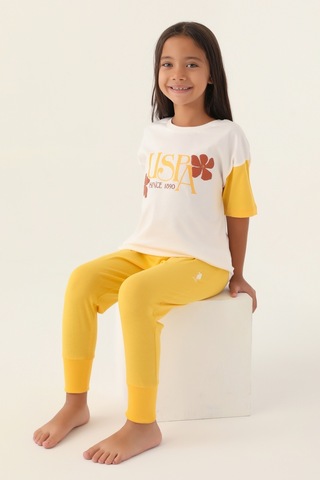 U.s. Polo Assn. Kız Çocuk Krem Pijama Takım 50290950-vr071 Krem