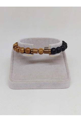 Kör Diken Ağacı & Oniks Taşı 8mm Unisex Tasarım Bileklik Hawaii M Çok Renkli