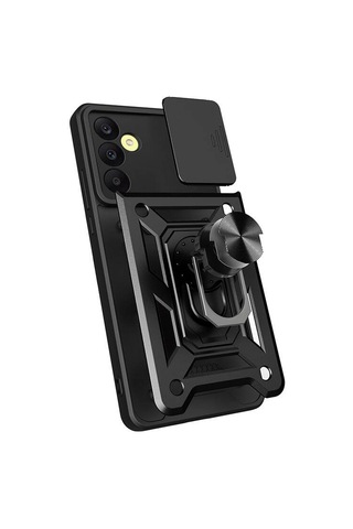 Samsung Galaxy Uyumlu A25 Kılıf Sürgülü Kamera Koruyucu Manyetik Standlı Tank Koruma Tekno Grup Siyah