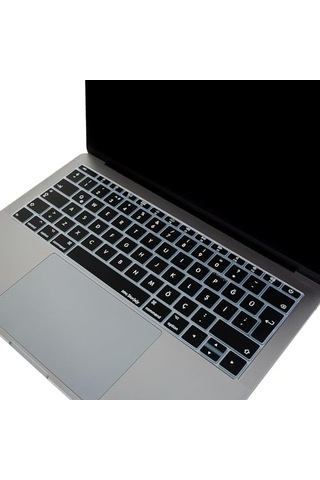 Macbook Klavye Koruyucu A1534 A1708 Uyumlu Türkçe Q Baskılı Silikon Klavye Koruyucu Uk Enter Siyah