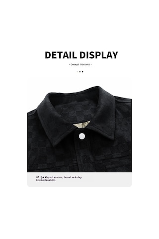 Sonbahar Ve Kış İçin Erkek Süet Kareli Ceket Haki