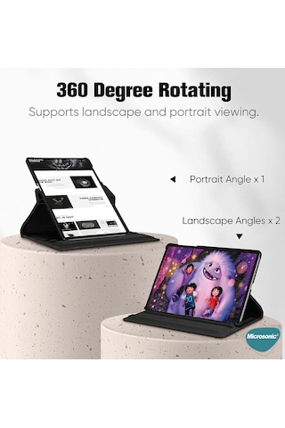 Microsonic Samsung Galaxy Uyumlu Tab S10 Plus X820 Kılıf 360 Rotating Stand Deri Tablet Kılıfı