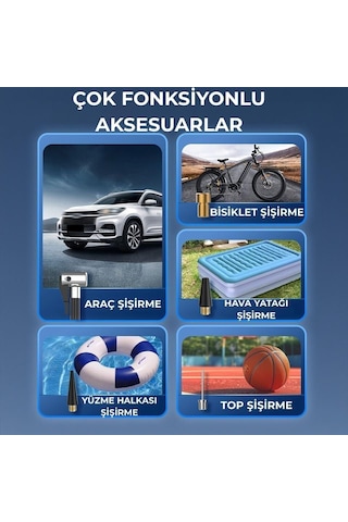 Aem Akü Şoklama Takviye Cihazı + Lastik Şişirme Kompresörü Taşınabilir 4+1 Jump Starter 8000mah