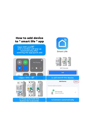 Reedark "tuya Wifi Akıllı Otomatik Yeniden Kapanma Koruyucu: Voltaj Ve Akım İzleme, Uzaktan Kontrol, Google Asistan Uyumlu"