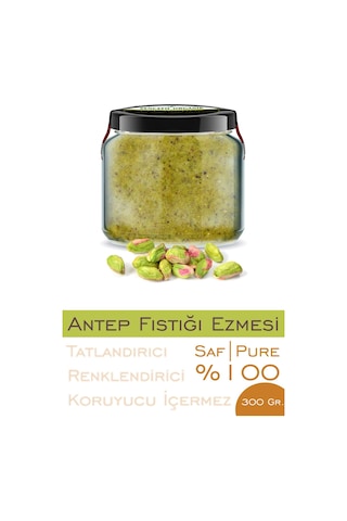 %100 Saf Antep Fıstığı Ezmesi Şeker İlavesiz Bi Kavanoz 330 Cc. Cam Kavanozda Antep Fıstık Ezmesi