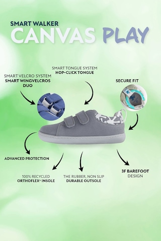 Smart Walker Canvas Play Eco Gri Barefoot Çocuk Ayakkabı