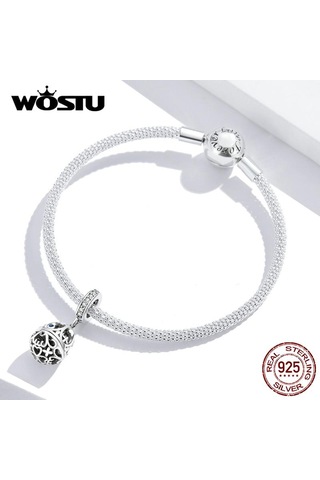 Wostu Paskalya Hollow Yumurta Açılabilir Charms 100% 925 Ayar Gümüş Fit Bilezik Kolye Zirkon Boncuk Gümüş