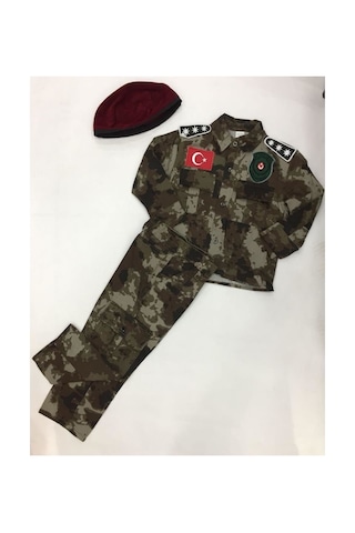 Safariavm Çocuk Polis Özel Harekat Bordo Bereli Kıyafeti Çocuk Polis Kostüm Kamuflaj