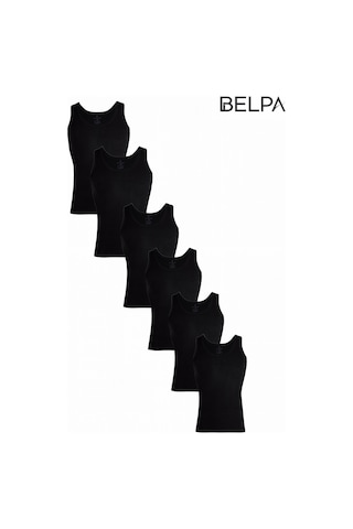 Belpa Ceylanoğlu Penye Süprem Erkek Atlet 6'lı %100 Pamuk Siyah
