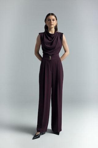 Talia Düğme Detaylı Pantolon - Mürdüm-137301