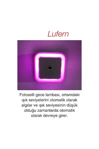Fotoselli Gece Lambası Karanlıkta Otomatik Yanıp Sönen Aydınlığa Duyarlı Koridor Antre Loş Led Işık Pembe