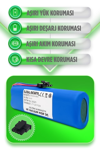 Xiaomi Mi Robot Vacuum Mop 2c Uyumlu Batarya 3500mah Li-ion Pil