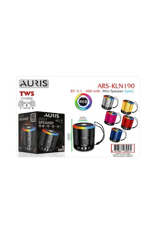 Auris Kln190 Bluetooth Speaker Mini Işıklı Bt 5.1 Şarjlı