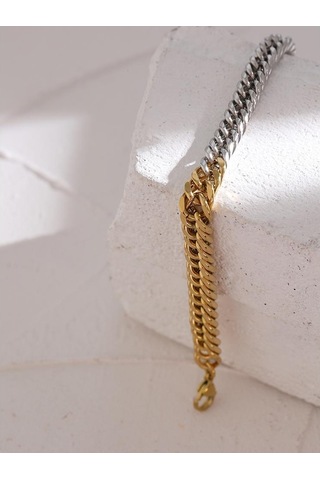 Eetit 316l Paslanmaz Çelik Zincir Yaka Bileklik Kadın Altın - Gümüş