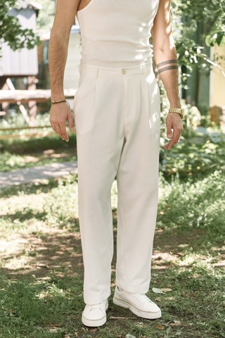 Ayyubay Pileli Ekru Erkek Pantolon Ekru