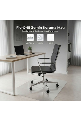 Florone Sandalye Altı Zemin Koruma Matı Parke Ve Halı Koruyucu Şeffaf Paspas 90 120 Cm